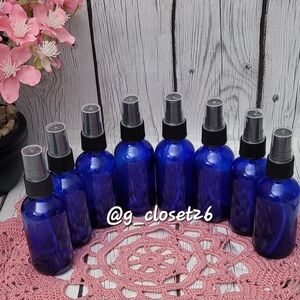 2 oz Blue Glass w/Fine Mist Spray Skincare Bottles (8)